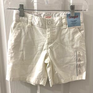 Cat & Jack Kids White Flat Front Chino Cotton Shorts Sz 6 New with tag